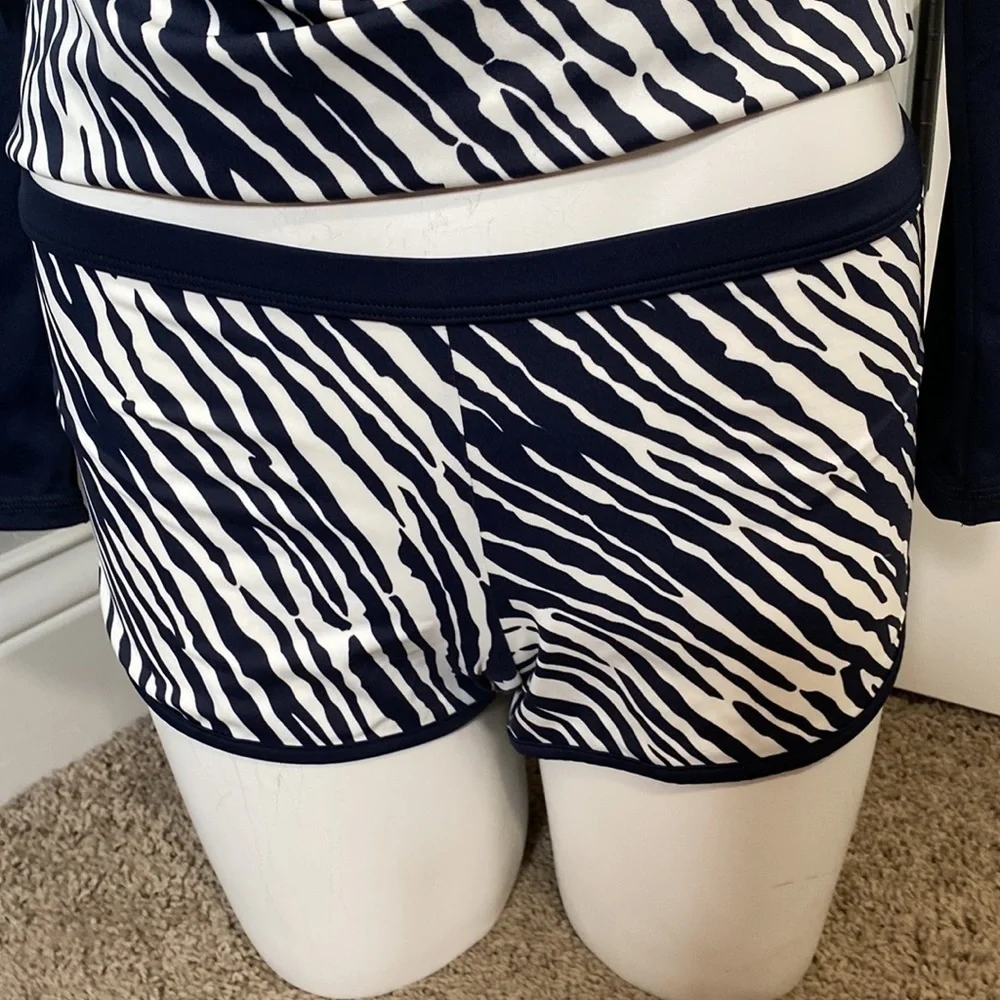 BODEN Piping Swimsuit Zebra Print Set Long Sleeve Top AND Bottom Size 4